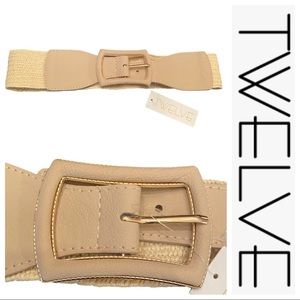 Brand New!! TWELVE Cream and Gold Cinch Stretch Belt Size SM